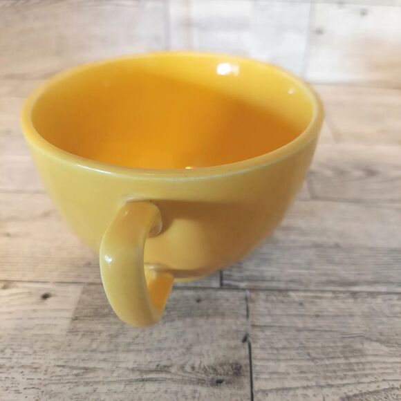 Homer Laughlin Teacup & Saucers CARNIVAL Dishes Lot Of 4 Yellow Cobalt Green - Picture 7 of 16